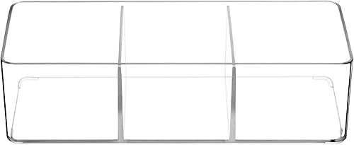 QWORK® Lot de 2 boîtes de Rangement en Acrylique pour thé, sachets de café, dosettes de café, édulcorants, Sucre et Plus (3 Compartiments) - Nail Gallerys