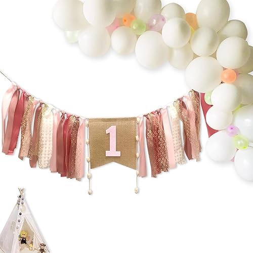 Bannière de Chaise Haute, Bannière Anniversaire 1 An, Bannière Chaise Haute 1er Anniversaire, Bannière de Fête Rose, Décoration de Chaise Haute, pour l'anniversaire de Bébé, La Décoration de Fête - Nail Gallerys
