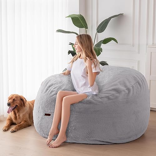 MAXYOYO Pouf lit convertible en pouf - Canapé en mousse avec housse à poils longs et rembourrage moelleux pour adultes, adolescents, invités (gris, 135 x 190 cm) - Nail Gallerys