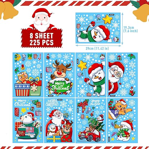 Noël Autocollants Fenetre, 210PCS Stickers Noël Fenetre PVC, Stickers Decoration Noel pour Fenetre, Amovibles DIY Fenêtres Stickers, Flocon de Neige Père Noël Wapiti, pour Noel Decoration Interieur - Nail Gallerys