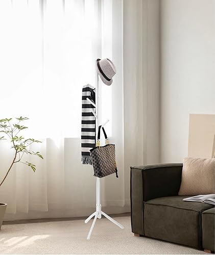 MEILEWLE Portemanteau autoportant, avec 6 crochets et 3 tailles réglables en bois massif, facile à assembler pour chambre, couloir, entrée, bureau, pour chapeaux, manteaux (01 - Natural) - Nail Gallerys