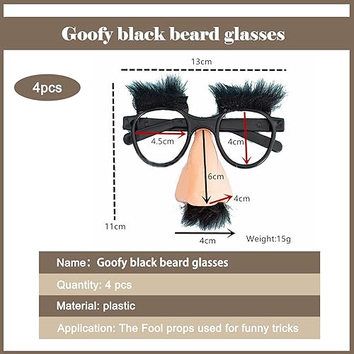 KALUROIL 4 Pièces lunettes de fête, Déguisement de Lunettes à Gros Nez avec des Sourcils Et Une Moustache de Nez Drôles pour Les Fournitures de Fête Halloween Nouvel an - Nail Gallerys