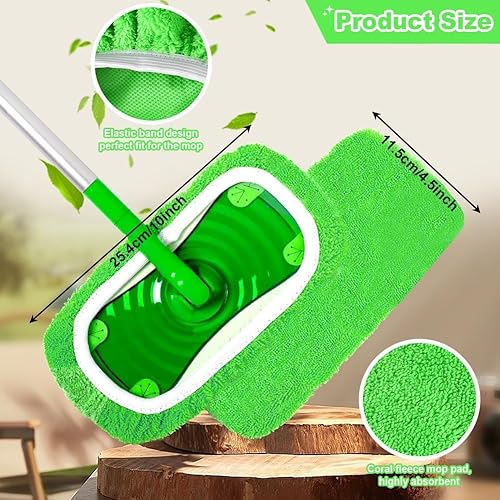 Lot de 8 Chiffons Réutilisables pour Balai Sweeper Mop, Tampon à Vadrouille Lavables, Lingettes Remplaçable avec Sac en Maille, pour Usage Humide et Sec, pour à la Plupart des Sols, Vert - Nail Gallerys