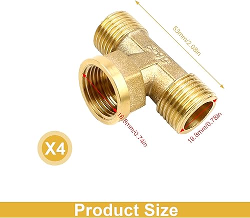 PHMING 2 Pièce Pièce en T Laiton, Té Laiton Égal 1/2 Pouce, Durable Et Solide Convient Aux Tuyaux, Cuisines, Climatiseurs, Salle Bain - Nail Gallerys