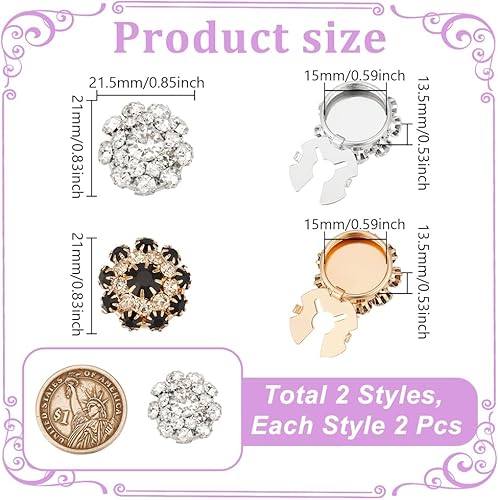 NBEADS 4 Pcs 2 Couleurs Couvre Boutons pour Femme, 2.1cm Boutons de manchette Couverture de Chemise Détachables pour Vêtements Costumes Smokings et Accessoires, Padparadscha Clair - Nail Gallerys