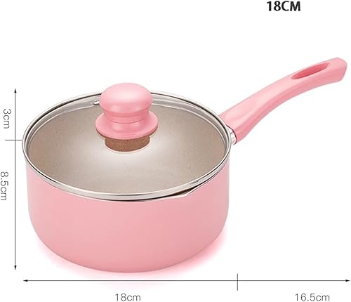 BDXMKS Marmite Marmite à Soupe Rose 16 cm/18 cm, Casserole à Lait, poêle de Cuisson antiadhésive Portable, ustensiles de Cuisine for cuisinière à gaz et à Induction(18cm) - Nail Gallerys