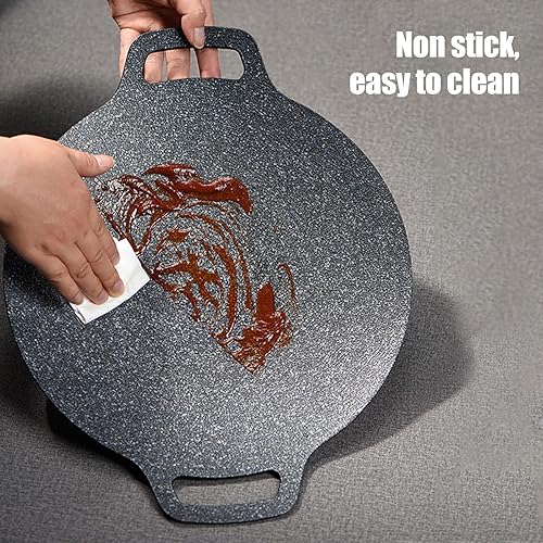 Bewinner Barbecue Coréen, Poêle à Griller Coréenne avec Revêtement Antiadhésif à 6 Couches, Plaque de Cuisson Ronde pour Induction, Cuisinière à Gaz, Table de Cuisson électrique, Grillades (34cm) - Nail Gallerys