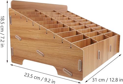 Operitacx Boîte de Rangement pour téléphone Portable en Bois, 30 emplacements, Salle de Classe : 30, Marron, 31.5X23.5CM, Tendance - Nail Gallerys