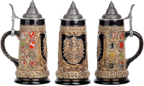 Chope Bière Allemande German Beer Stein Mug Oktoberfest bière chope allemand aigle coffret souvenir cadeau fête des pères, 0,85 litre verre - Nail Gallerys