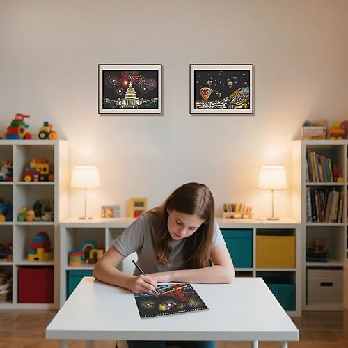 Livre d'art à gratter de 10 pages pour adultes et adolescents : kit de gravure paysage urbain avec monuments de voyage | Soulagement du stress, pleine conscience et activité artisanale de décoration - Nail Gallerys