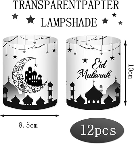 Lot de 12 photophores décoratifs de Table pour Ramadan 2025, Hajj Mubarak, Decoration Aid Moubarak Islam Bayram, Accessoires pour Enfants, Ramazan Süsleri, pour Bougies Chauffe-Plat ou Bougies - Nail Gallerys