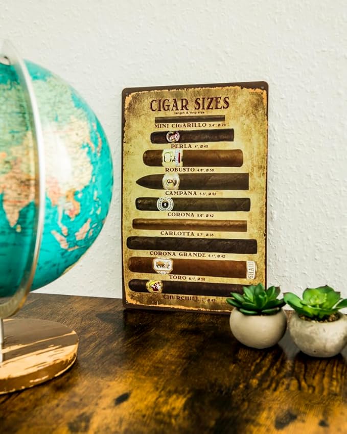 LUCKYLINDE Plaque en tôle pour fans de cigares, amateurs et gourmands « Vue d'ensemble des cigares » - Vintage - 20 x 30 cm - Nail Gallerys
