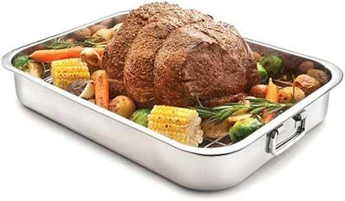 HEIBTENY Moule Carré en Acier Inoxydable Avec Grille de Contrôle de l'Huile, Poignées, Plaque de Cuisson Profonde, Poêle à Rôtir pour une Cuisson - Nail Gallerys