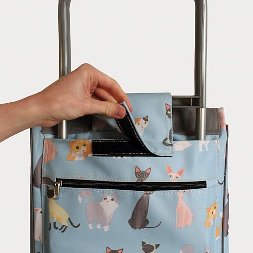 Chariot de courses Sabichi à deux roues - Motifs chats en folie - Nail Gallerys