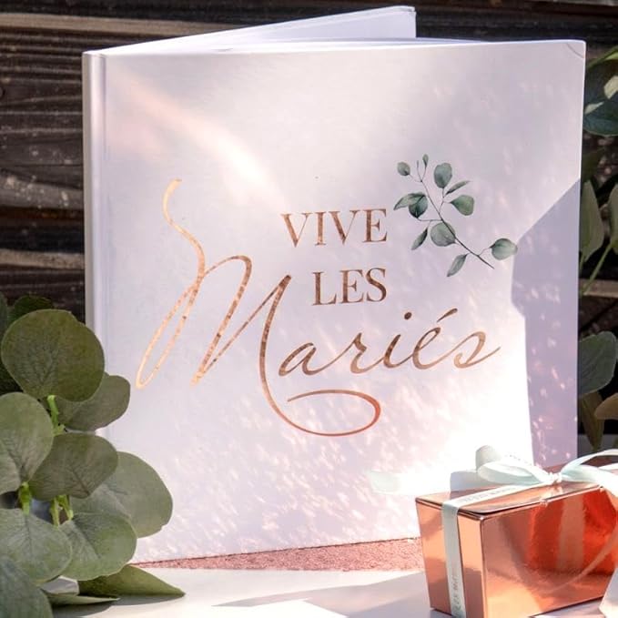 Livre d or mariage bucolique Vive les maries rose gold 20 pages - Nail Gallerys