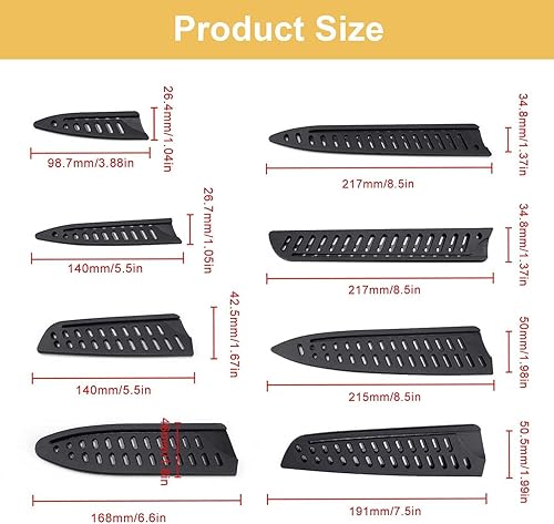 0XBIT 8 Pièces Protege Lame, 8 Modèles de Protection de Lame, Protège-couteau Noir, Conception Perforée, Garde au Sec, adapté à de Nombreux Types de Couteaux - Nail Gallerys