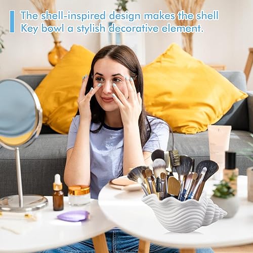 SPORWAY Bol à clés en coquillage : plateau à bijoux décoratif en forme de coquillage, bleu - Nail Gallerys