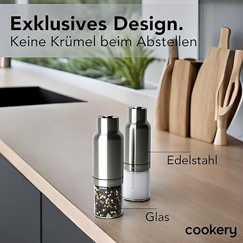 Cookery Set de moulins à sel et à poivre électriques (acier inoxydable, argent) - Nail Gallerys