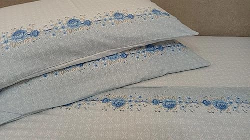 Pago Poco Parure de lit double en flanelle fantaisie Flori drap plat 240 x 280 cm. Drap housse 180 x 200 + 25 cm. Taies d'oreiller 2 52 x 82 cm. Fabriqué en Italie - Nail Gallerys