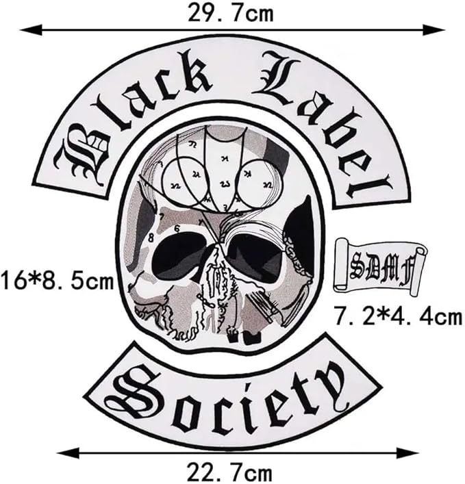 Lot de 4 patchs broderie vêtements Black Label Society Patch Biker Skull Head Roker Rock et Punck Motorcycles thermocollants ou couture - Nail Gallerys