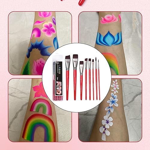 Lot de 8 pinceaux de peinture pour le visage et le corps humain, fournitures de dessin - Nail Gallerys