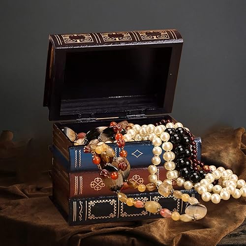 Boîte de Rangement de Décoration de Faux Livre, 16 x 20 x 14 cm Vintage en Style Européen en Bois Faux Livre Rétro Boîte de Rangement pour la Décoratives D'étagère de Bureau à Domicile, Photo Prop - Nail Gallerys