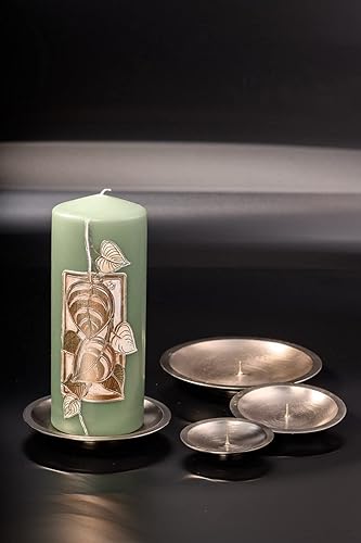 NKlaus Assiette à Bougie avec épine Ø 16 cm Laiton doré Mat Bougeoir Dessous-de-Bougie 10570 - Nail Gallerys