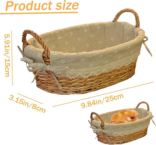 Wedhapy Panier à Pain Panier à levain avec poignée Paniers à Pain ovales avec Doublure de panterne Florale Outils de Fabrication de Pain tissés en rotin Naturel 9 8 x 5 9 x 3 2 '' Paniers à Pain - Nail Gallerys