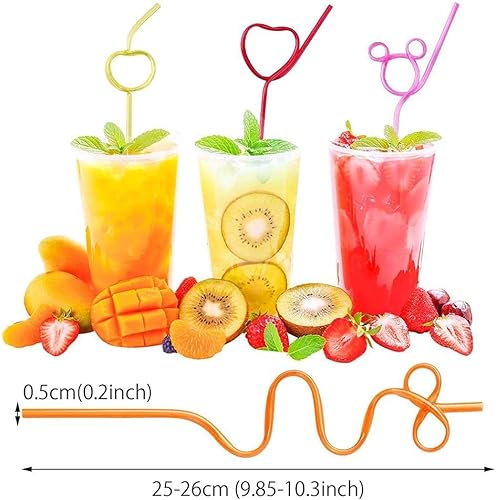 Hidyliu Pailles réutilisables 30 pailles folles drôles pailles colorées réutilisables Pailles en Plastique pour Les Enfants Pailles Réutilisables Pailles Mignonnes à Thème(30 modèles différents) - Nail Gallerys