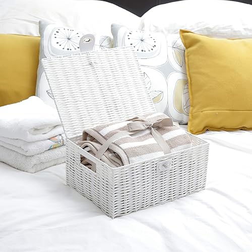 ARPAN Panier de Rangement en résine tressée avec Couvercle et Serrure Blanc - Nail Gallerys