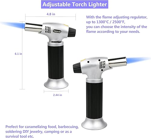 Philonext Chalumeau de Cuisine pour caramélisation crème brûlée, Chalumeau culinaire, Barbecue Torche culinaire Chalumeau de Cuisine Brul (Silver) - Nail Gallerys