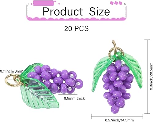 CHGCRAFT 20 pièce 5 breloques en Perles de Raisin de Style (2) breloques en Perles de Rocaille en Verre de Raisin Pendentif en Perles de Raisin pour la Fabrication de Bijoux de Bracelet de Collier - Nail Gallerys