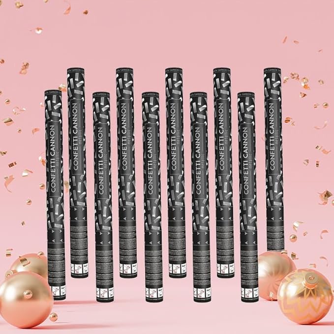 SPARKLERS CLUB Lot de 10 Canons à Confettis Rectangle couleur Argent 40 cm - Lot de 4 lanceurs à confettis à tenir en main, pour Anniversaire, Mariage - Portée 10 Mètres, Prise en Main Facile - Nail Gallerys