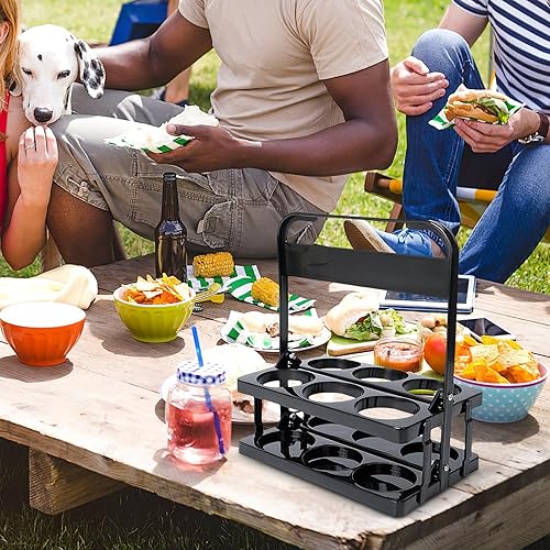 Porte-bouteille de lait pliable pour 6 bouteilles de bière avec poignée – Porte-bouteille de bière en plastique réutilisable – Collecteur de verres pour jardin, extérieur, barbecue, voyage - Nail Gallerys