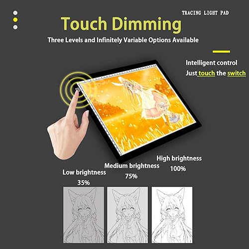 Tablette Lumineuse LED A2, Ultra-mince Table de Copie À LED pour Dessin, A4/A3 Table Lumineuse avec Tampon Encreur, 3 Niveaux/gradation Continue pour Peinture Diamant, Traçage, Croquis - Nail Gallerys