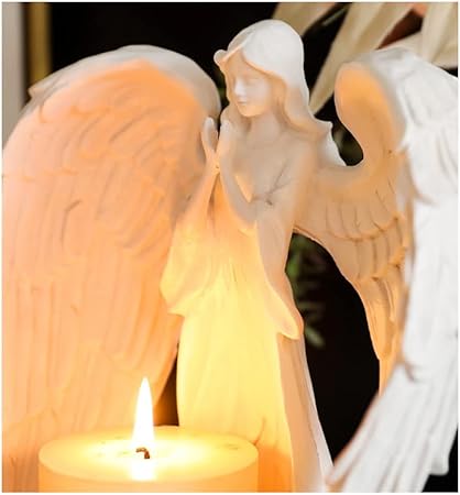Cosy-YcY Bougeoir en résine ange priant, élégant photophore pour bougie chauffe-plat, décoration pour la maison (ange en résine) - Nail Gallerys