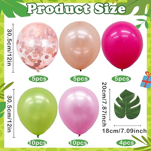 39 Pièces Kit de Guirlande de Ballon Hawaïenne, Kit Arche Ballons Tropical avec Ballons Latex Feuilles de Palmier, Décoration Ballon Tropicaux pour Fête Hawaïenne Plage Anniversaire - Nail Gallerys