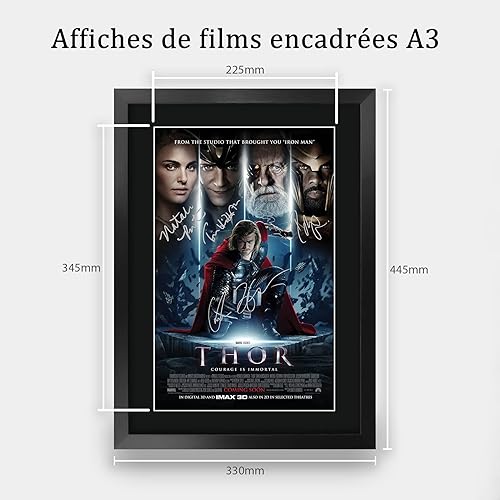 HWC Trading FR A3 Thor Chris Hemsworth Cadeaux imprimés affiche photo autographe signée pour les fans de cinéma - A3 Encadré - Nail Gallerys