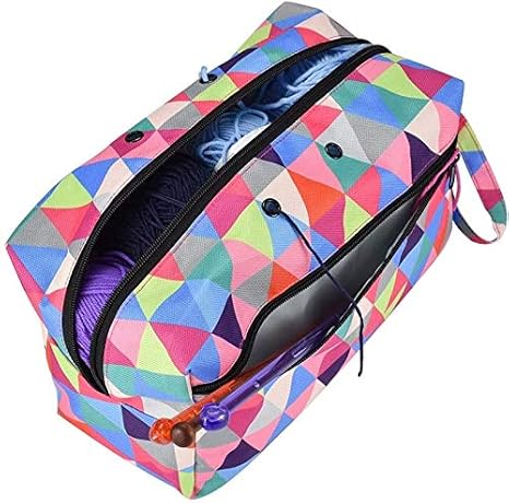 Sac à tricoter, sac de rangement pour fil à crochet, sac de rangement portable avec fermeture éclair et poches, Oxford chandail Crochet Organisation Package pour rangement de laine et d'aiguilles - Nail Gallerys