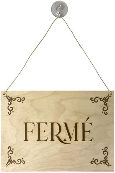 Panneau 'OUVERT - FERMÉ' en bois brut format A4 avec fixation ventouse - Nail Gallerys