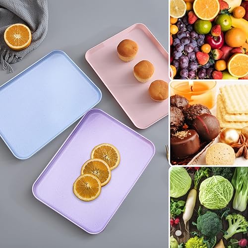 FORYNXHWIN Cafés Rectangle Plateaux, 3Pcs Plateaux Service Plastique, Plateau Plastique Rectangulaire, Plateau Thé Rectangulaire Plastique, pour Cuisine, Salle Manger, Café - Nail Gallerys