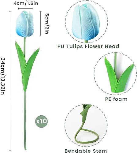 dellyy Lot de 10 Tulipes Artificielles, Tulipe Artificielle comme de Vraies, Fausse Tulipe pour Décoration de Salon ou de Chambre à Coucher, Fausses Fleurs comme de Vraies (Blanc) - Nail Gallerys