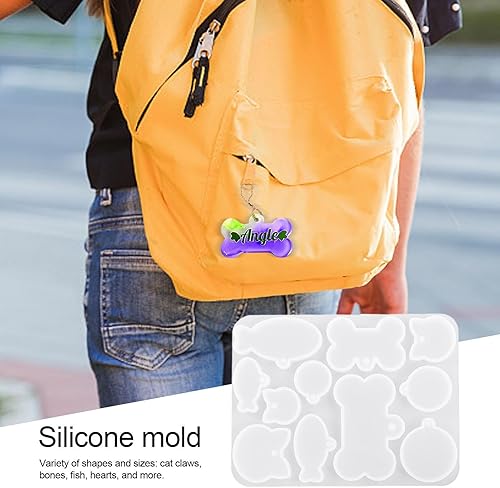 Moules pour médailles d'identité - Ensemble de moulage en silicone époxy, Kit de fabrication de médailles d'identification pour colliers d'animaux | Moules réutilisables en résine UV pour chiens, Moul - Nail Gallerys
