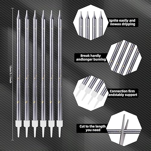 Bougies d'anniversaire roses pour gâteau, bougies de fête d'anniversaire, bougies longues scintillantes, bougies roses brillantes, bougies hautes à paillettes, décorations de gâteaux roses, fêtes - Nail Gallerys