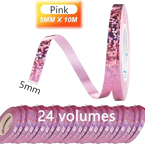 wenweo 24 rouleaux de serpentins d'anniversaire de 240 m - Rose avec couleurs vives - Pour décoration d'anniversaire, ruban de ballon, décoration du Nouvel An, décoration de mariage, ruban cadeau - Nail Gallerys