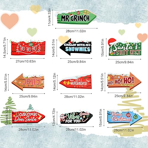 Gosknor 10pcs Panneaux de Direction de Noël, Panneau de Flèche de Noël Signalisation Directionnelle d'hiver pour Maison Jardin Pelouse Cour Décoration de Rue pour Les Fêtes à Thème de Festival - Nail Gallerys