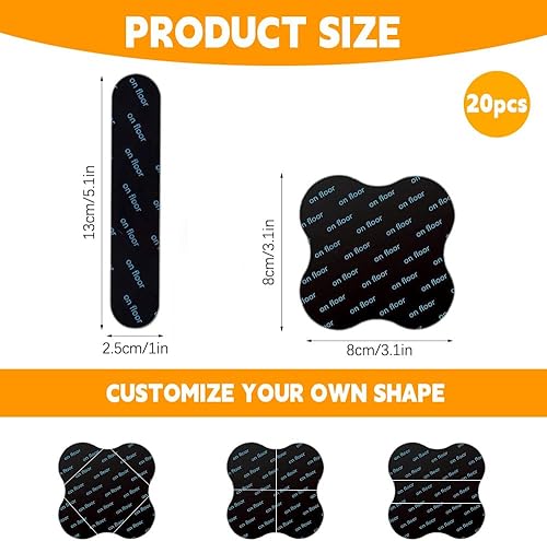 Gsrhzd Anti Derapant Tapis, 20 Pièces Antidérapant Tapis, Réutilisable et Lavable Anti Glisse Tapis, Antiderapant Tapis Parquet pour Planchers de Bois Franc, Carpettes et Tapis - Nail Gallerys