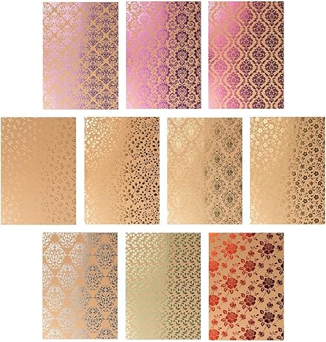 Ideen mit Herz Lot de 10 feuilles de papier design - Arrière-plans 2 - Format A4 - 250 g/m² - 10 designs différents - Papier kraft avec finition élaborée - Nail Gallerys