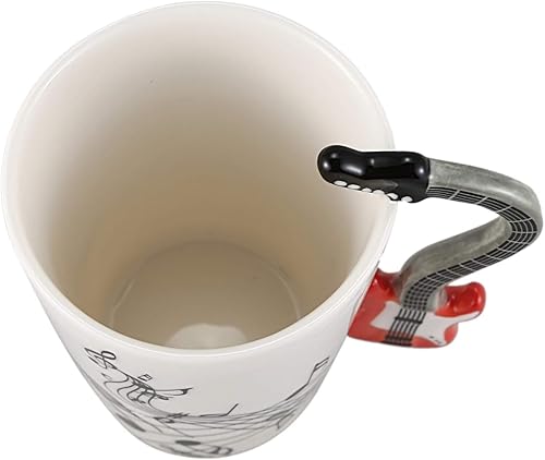 eKsdf Tasse en céramique avec motif de musique - Tasse à café - Tasse à thé - En porcelaine - Avec poignée de guitare électrique rouge - Jusqu'à 280 ml (Type-1) - Nail Gallerys