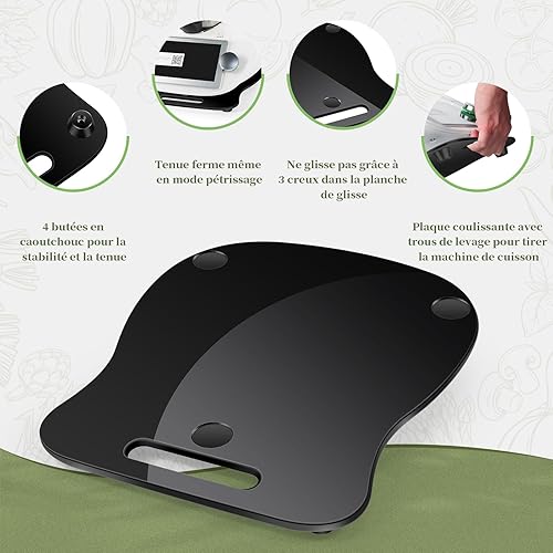 WIAZZLUK Planche pour Thermomix Tm6 Tm5, Slider Coulissante pour Thermomix Tm6 & Tm5 en Acrylique, Design Épuré Avec Pistes en Téflon - Noir - Nail Gallerys